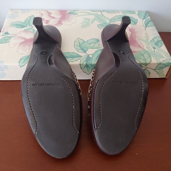 ANTONIO MELANI Brown & Tan Open Back Heels Size 9 - Picture 4 of 6